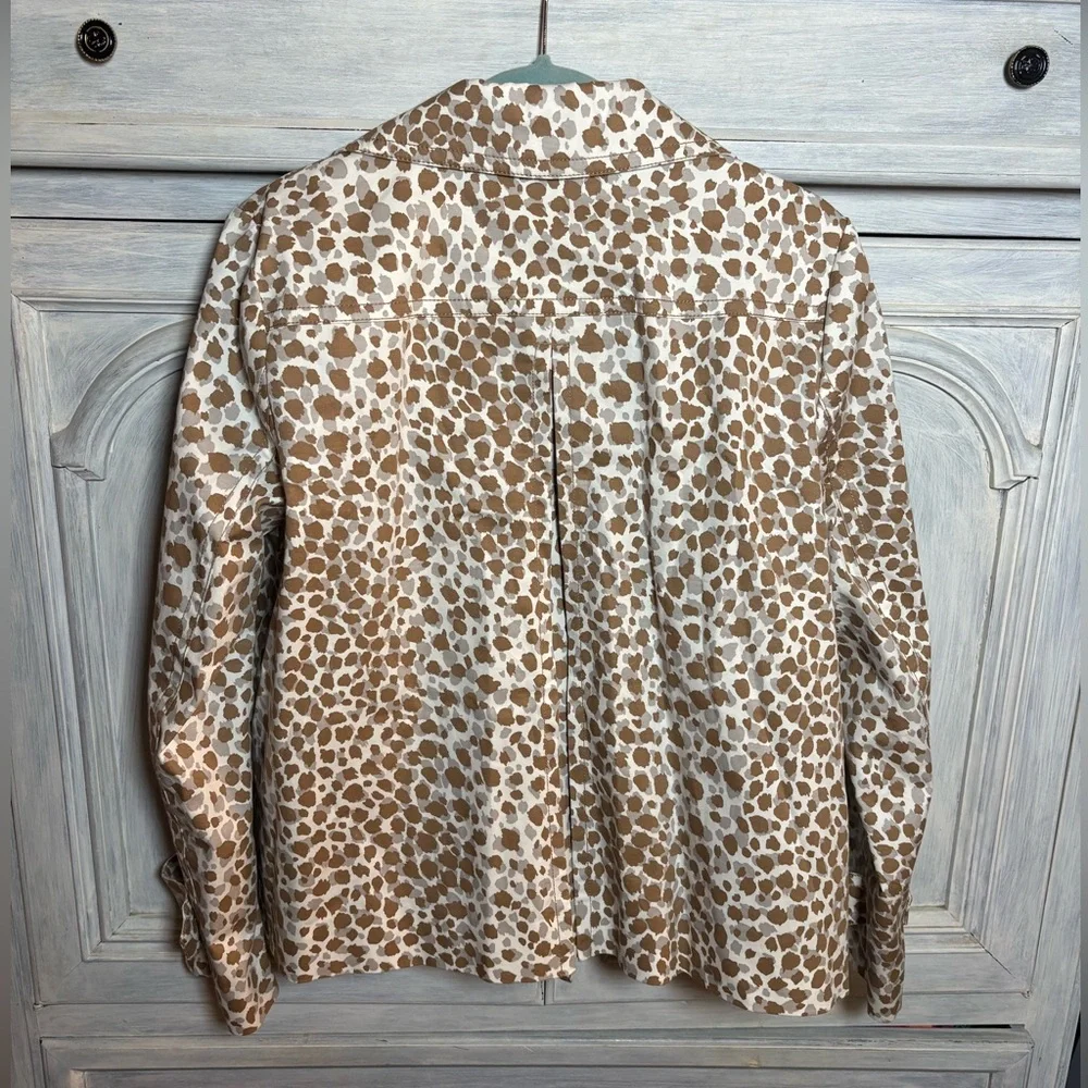 Ann Taylor Ivory Twill Animal Print Pea Coat Classic Preppy Stylish Modern Artsy - Picture 10 of 10